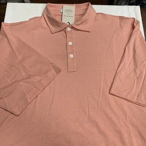 Peter Millar Mens SZ L Pima Cotton Terracotta Orang Stripe Polo Mens No Logo NWT - Picture 1 of 6