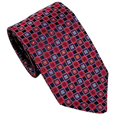 Corbata Tejida De Colección Robert Talbott Mejor De Su Clase Roja Azul Negra Floral Mini Azulejo Foto 1 de 4
