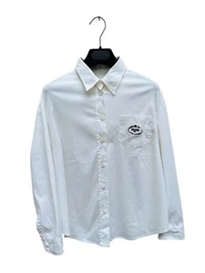 Prada weißes Hemd verschwommen bestickt Patch Prada Gr. IT 44 / M - Bild 1 von 5
