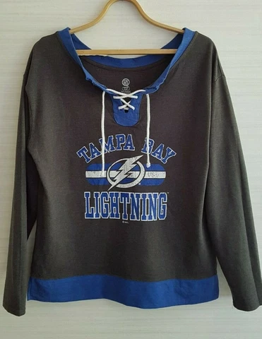 NHL TAMPA BAY LIGHTNING HOCKEY SWEATER PULLOVER JUMPER  COTTON WIDE NECK Sz M Cover