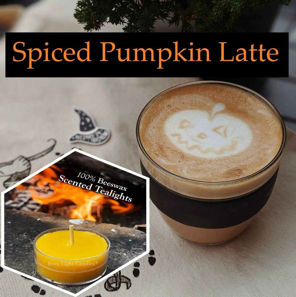 Velas Tealight de cera de abelha perfumadas com latte de abelha, Halloween, outono, outono🐝 - Imagem 1 de 2