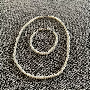 10k Gold Genuine freshwater cultured pearl necklace, bracelet Set - Picture 1 of 7