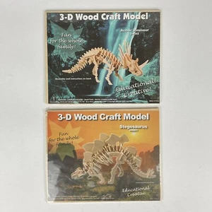2 versiegelte Holz Handwerk Modell Dinosaurier Modell 3D Puzzles-Triceratops & Stegosaurus - Bild 1 von 5