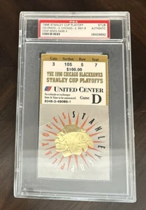 1996 Chicago Blackhawks & Colorado AVs PSA Ticket - Joe Sakic 2 Goals - Picture 1 of 3