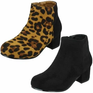 Girls Spot On Heeled 'Ankle Boots' - Picture 1 of 19