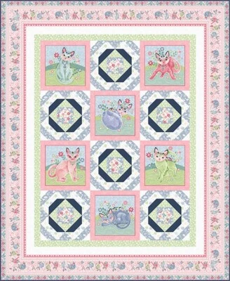 Feline Drive Stoff FANCY CATS Quilt-Kit (55" x 67") Heidi Pridemore Studio E - Bild 1 von 4