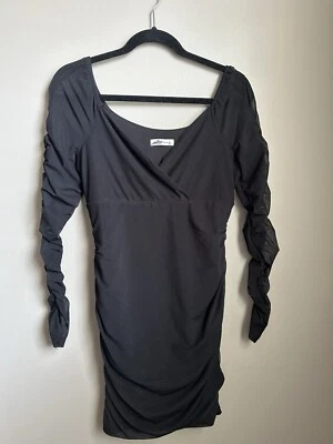 Vestido Hollister Y2K Negro Manga Larga Malla Acanalado Mini Bodycon Talla M Foto 1 de 4