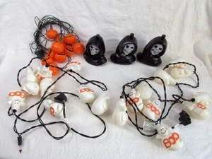 LOT Working Halloween Jack O Lantern Pumpkin Ghost Skull Light Strings Blow Mold - Picture 1 of 5