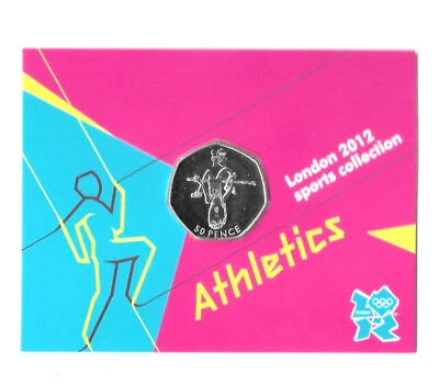 UK 50 PENCE 2011 BU Athletics London Olympics 2012 Specimen In Coincard Rare B19 - Image 1 of 2