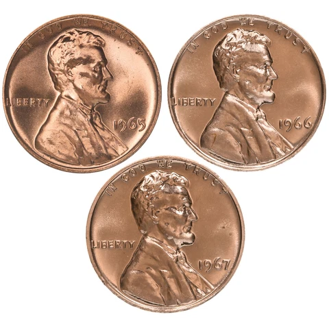 1965 1966 1967 SMS Lincoln Memorial Cent Run 3 Gem Special Mint Set US Cover