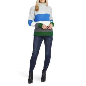 Vince Camuto Sweater Women Small Wool Blend Knit Colorblock Turtle Neck Pullover - Picture 1 of 6