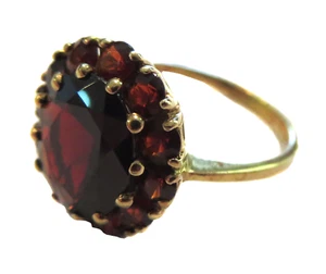 GARNET & STERLING Silver GILT Ring VICTORIAN - Picture 1 of 6
