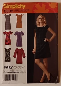 Simplicity 0508 - Mini Dress Sleeve Variations Neckline Tucks Pattern UCFF 12-20 - Picture 1 of 2