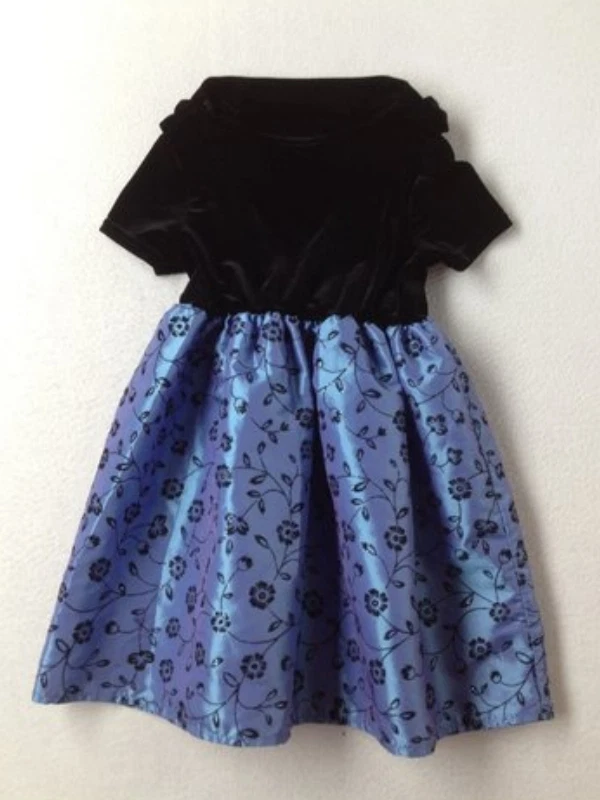 Vestido de fiesta de terciopelo con estampado de flores negro azul Brook Lindsay para niña talla 4 Foto 1 de 1