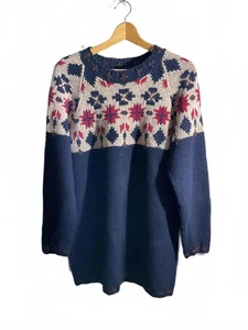 Vintage Eagles Eye  Navy & Cream Embroidered Knit Sweater with Pattern Medium - Bild 1 von 11