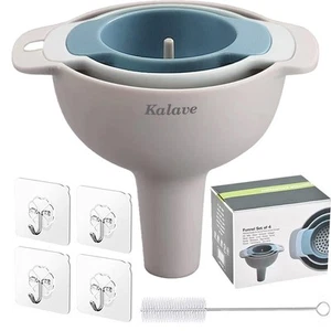 Set Of 4 Funnels For Filling Bottles Bpafree Food Grade Kitchen Funnels With Det - Picture 1 of 7