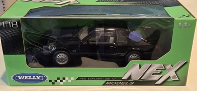 1:18 Welly 1986 Ford Mustang GT 5.0 Coupe Black Diecast Model Fox Body Hatchback - Image 1 of 4