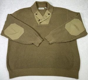ORVIS Sweater Shawl Collar Ribbed Pullover Elbow Patch Mens XL Oatmeal Knit - Picture 1 of 8