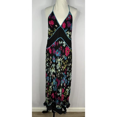 VTG Y2K Express Baby Doll Silk Halter Dress Womens Sz 1 2  Twee Festival - Image 1 of 4