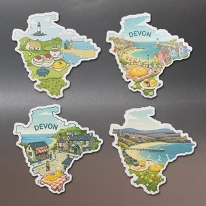 Devon Fridge Magnet England Souvenir 4 South West Coast Designs Devonshire Cream - Picture 1 of 7
