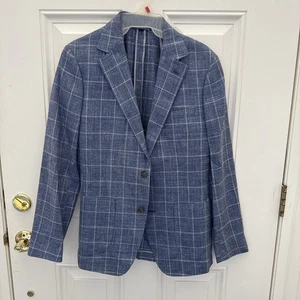 Bonobos Herren Blazer 35 R Standard Fit blau kariert WOLLE SEIDE LEINEN E Thomas Italy - Bild 1 von 8