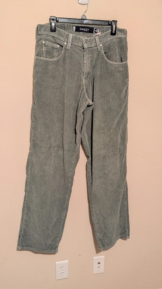 VTG Y2K LEVIS SILVERTAB BAGGY GRAY GREEN CORDUROY SKATER WIDE LEG PANTS 31 X 34 - Image 1 of 4