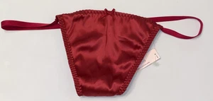Victoria's Secret weinrot weinrot burgunderrot V-String Tanga Höschen Größe M Satin vorne - Bild 1 von 14