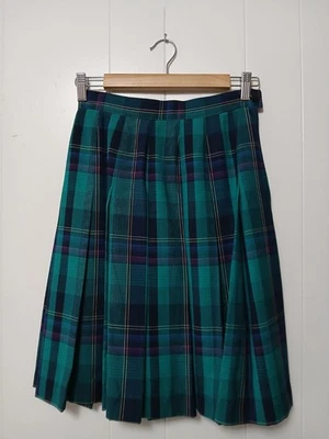 Vintage Miss Pendleton Virgin Wool Pleated Plaid Skirt Blue Pink Purple Size 6 - Image 1 of 4