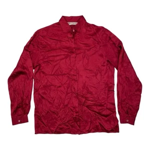 Womens Vintage Gucci Silk Maroon Peacock Print Long Sleeve Shirt Size 44 Italy - Picture 1 of 14