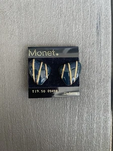 Pendientes de clip vintage Monet en tonos azules y dorados - Imagen 1 de 2