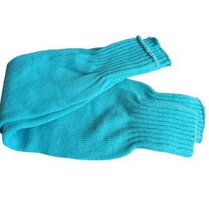 Vintage 80's Dance Turquoise Knit Leg Warmers With Ribbed Cuffs 24" - Picture 1 of 4