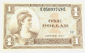 Series 521 $1 US Military Payment Certificate Block 12 - Picture 1 of 2