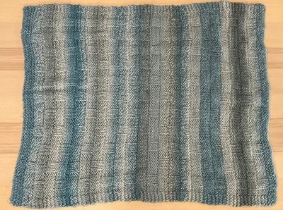 Handmade Knitted Blue Gray Blanket Baby Boy Beach Ocean Nautical Nursery Decor - Image 1 of 2