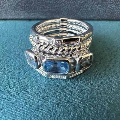 Anillo apilable cable topacio azul plata esterlina 925 David Yurman talla 7 Foto 1 de 4