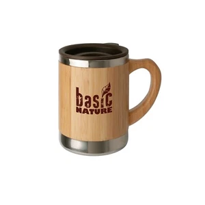 doppelwandiger Edelstahl Thermobecher BasicNature, Bambusaußenschale - 300 ml - Bild 1 von 3