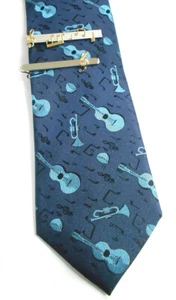 Musik Seidenkrawatte + 2 Krawattennadeln blau + bicolor + 2. Wahl 13K 5 - Bild 1 von 3