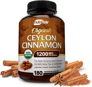 NutriFlair Organic Ceylon Cinnamon (100% Certified Organic Ceylon Cinnamon) 1200 - Picture 1 of 6