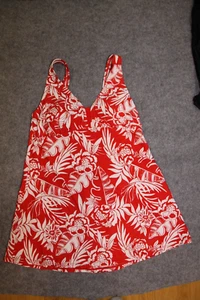 TOP TANKINI LUNGO TAGLIA 38 ROSSO BIANCO FIORI SCHIUMA CESTINO - Foto 1 di 2