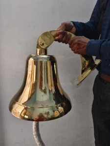 Campana porta in ottone grande da appendere a parete campana in ottone nautico nave decorazione sonora forte - Foto 1 di 5