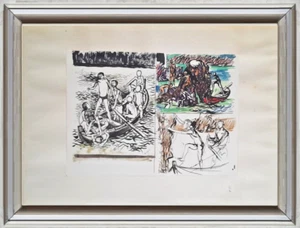 Interesting Signed Watercolor Lithograph (May?) and numbered frame 61x81cm - Picture 1 of 8