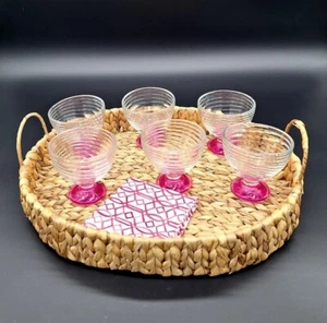 Pink Swirl Dessert Bowls by Anchor Hocking, Set of 6, Vintage 1940s, Park Avenue - Picture 1 of 9