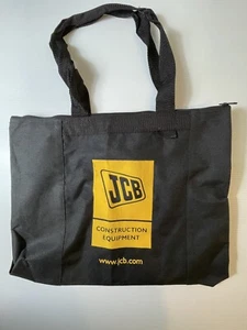 JCB Construction Equipment Tote Bag Black With Yellow Logo Zipper Closure Straps - Picture 1 of 11