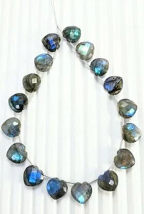 Natural Labradorite Flashy Heart Shape Beads Faceted Gemstone Beads 12mm,8 Inch - Picture 1 of 4