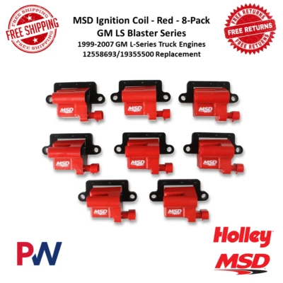 MSD GM LS Blaster Ignition Coil Red 8-Pack Replacement For Chevy, GMC, Hummer - Image 1 of 4