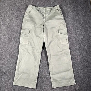 American Eagle Women’s  baggy flare Green cargo pants sz 14 Regular AE Flex - Picture 1 of 12
