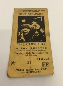 Rare Rod Stewart 1976 Concert Ticket Birmingham Odeon 30th November Music Event - Picture 1 of 4