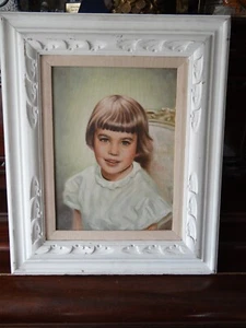 Vtg Original Acrylic Oil Painting Portrait of a Little Girl ~20x24" - Picture 1 of 14