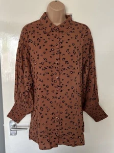 Simply Be Floral Shirt Braun Größe 12 Neu - Bild 1 von 7