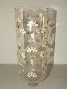 Antique 1800's Victorian Glass Tulip Hurricane Shade with Hand Painted Flowers - Picture 1 of 10