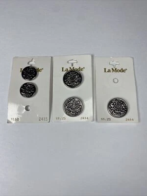 De Colección La Mode Botón Tono Plata Escudo Honor #2414 22mm #2413 19mm Lote De 5 Foto 1 de 4